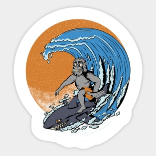 Gorilla & Shark Surfing Sticker